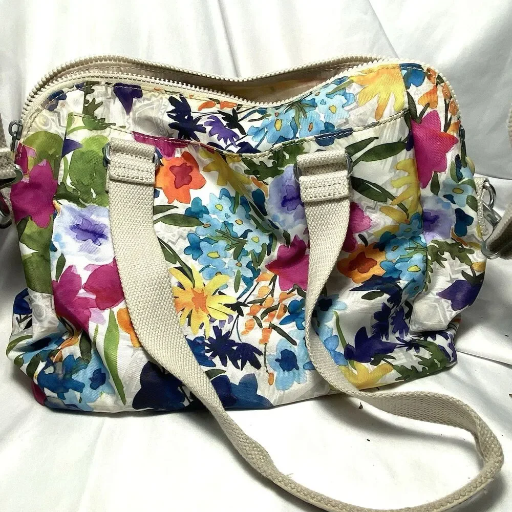 Kipling Felicity Floral Shoulder Bag Power Crossbody Monkey Charm 14x10x6